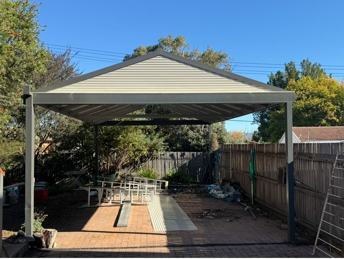 A White And Grey Carport — CBR Maintenance In Queanbeyan, NSW