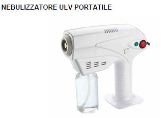Nebulizzatore portatile ULV bianco con flacone per medicinali incorporato e comandi rosso-verde.