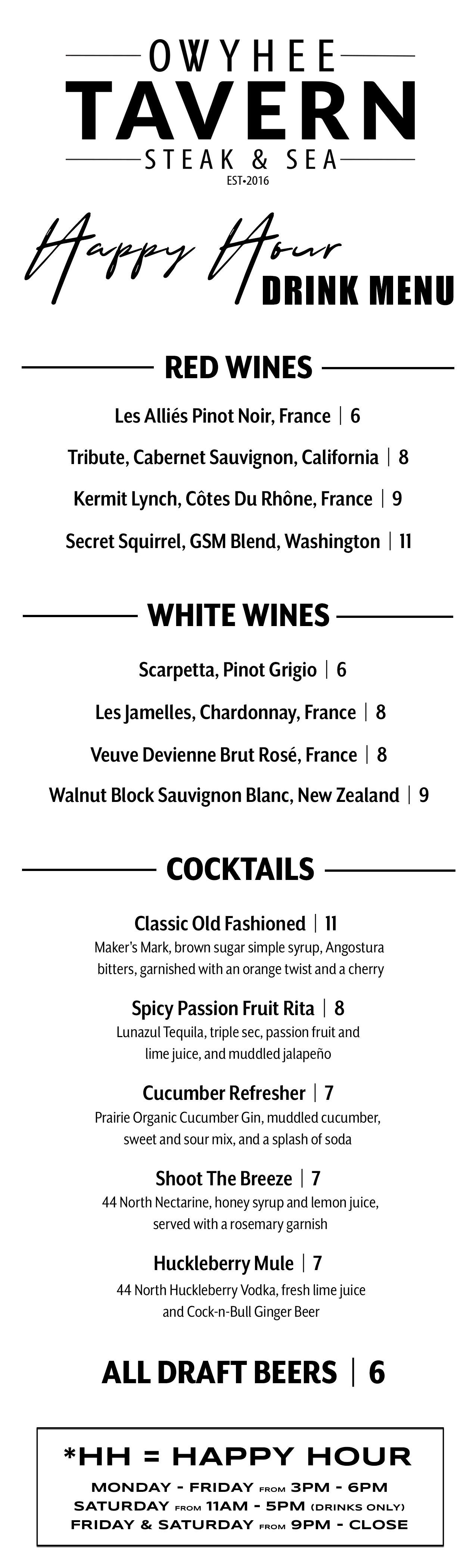 Boise happy hour drinks