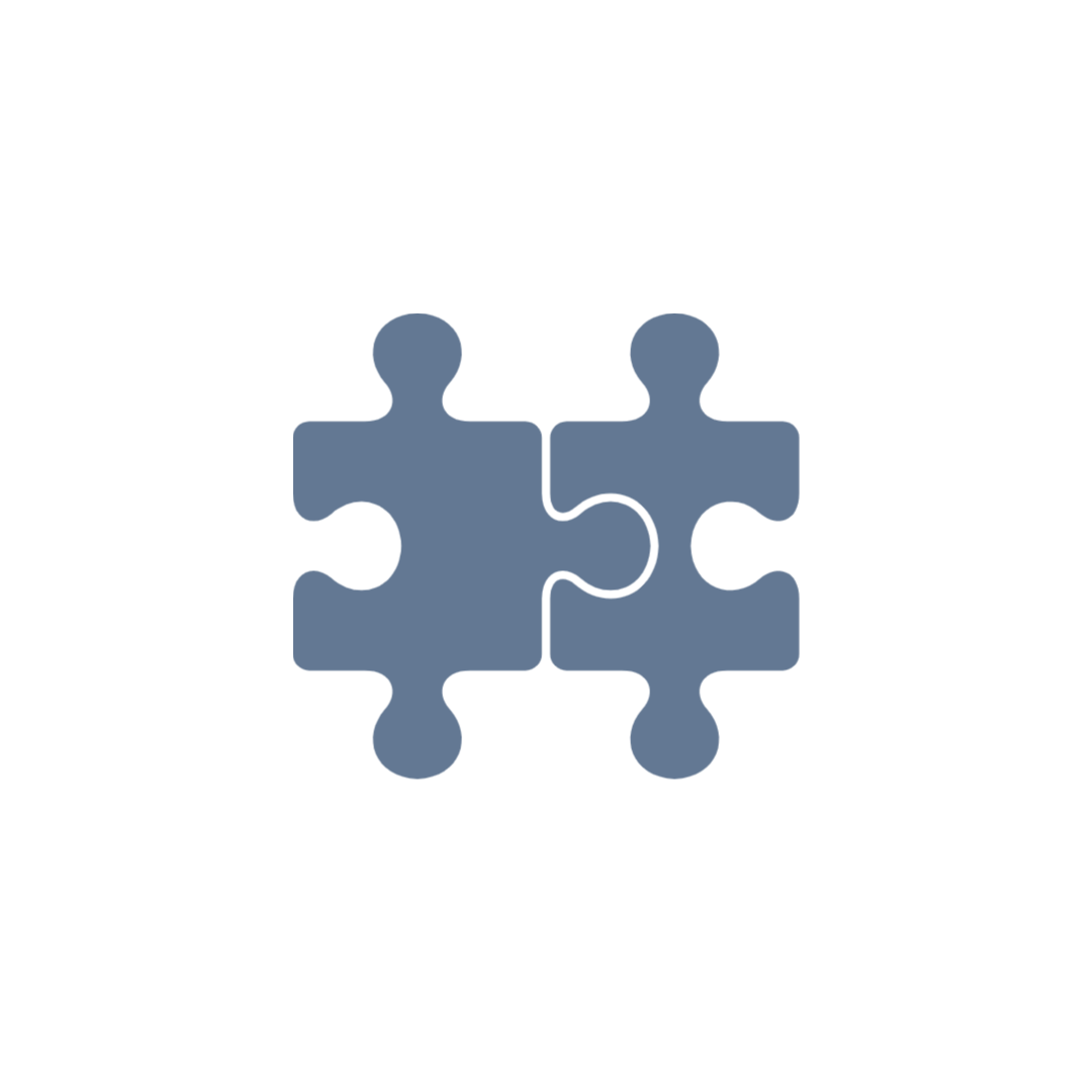 Two puzzle pieces are connected on a white background.