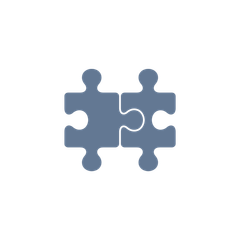 Two interlocking blue puzzle pieces.
