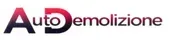 Logo Auto demolizione con testo stilizzato rosso e nero su sfondo bianco