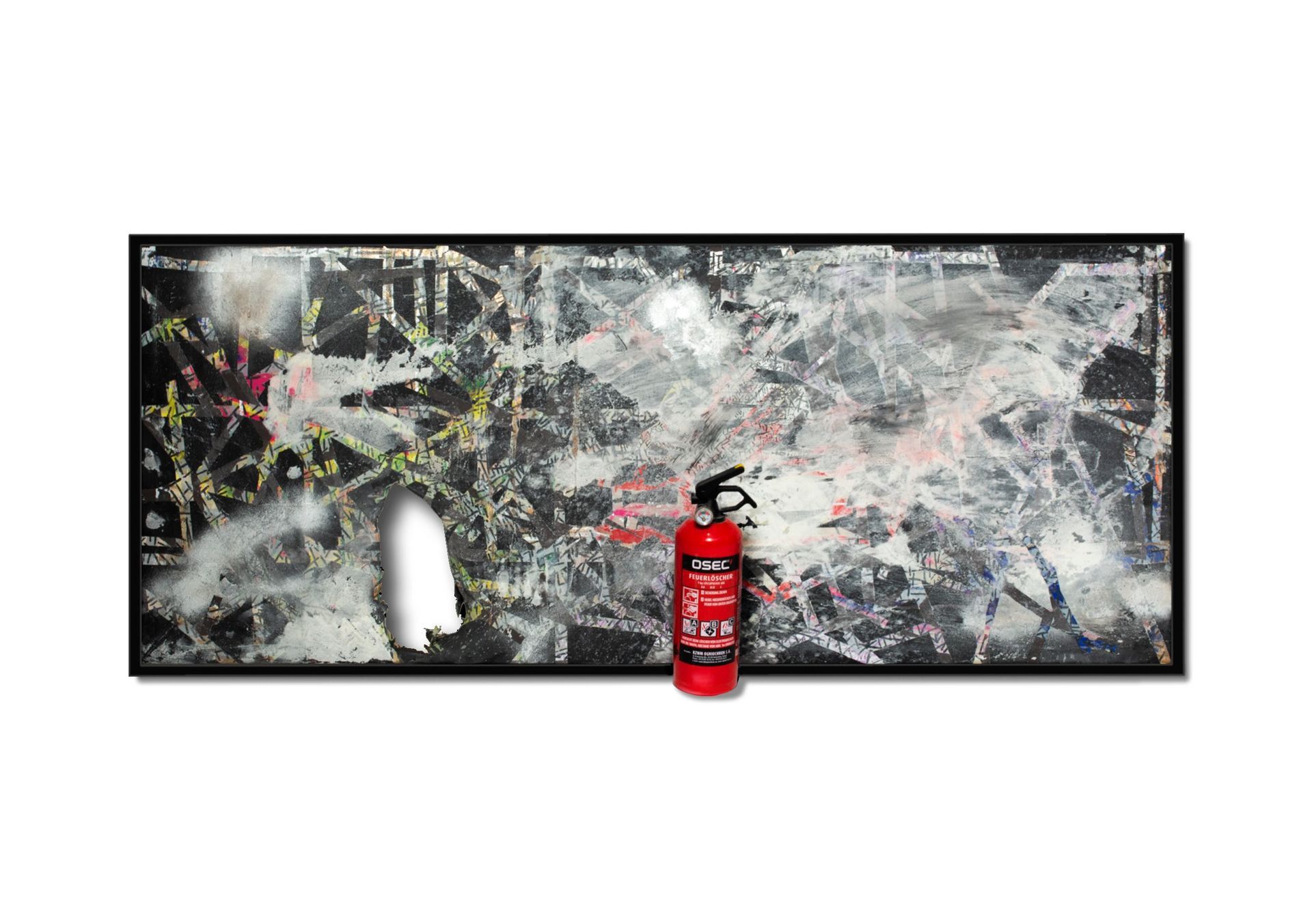 Kunstler aus Mannheim Malerei/Performance verbrennte seine Leinwand ABC Feuerlöscher,