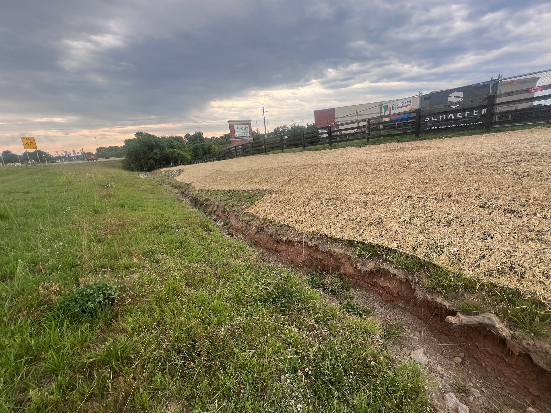 Graded and straw-blanketed for erosion control
