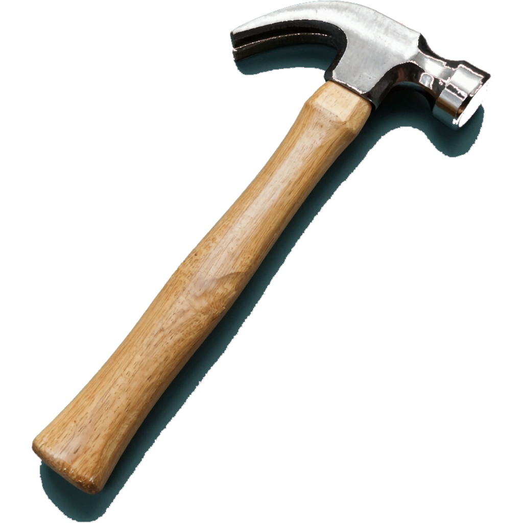Claw hammer with wooden handle on a white background