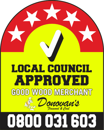 A sign with a red top and yellow bottom, featuring five stars, a checkmark, and text: A sign with a red top and yellow bottom, featuring five stars, a checkmark, and text:
