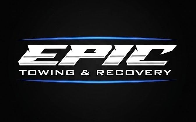 EPIC Towing & Recovery logo in white and blue on a black background