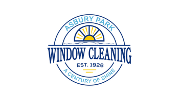 Logo for Asbury Park Window Cleaning: circular design with a window graphic, text 