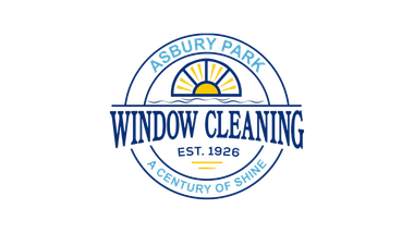Logo for Asbury Park Window Cleaning: circular design with a window graphic, text 