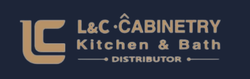 A logo for l & c cabinetry kitchen and bath distributor