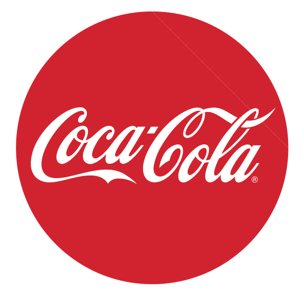 Coca-Cola logo in white script on a red circular background