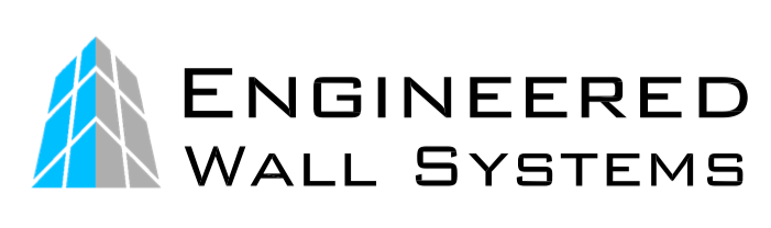 Engineered Wall Systems logo with blue building icon and black text