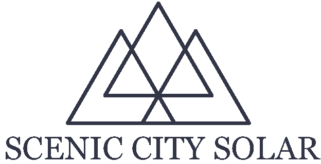Scenic City Solar logo with stylized triangle mountain design and company name text