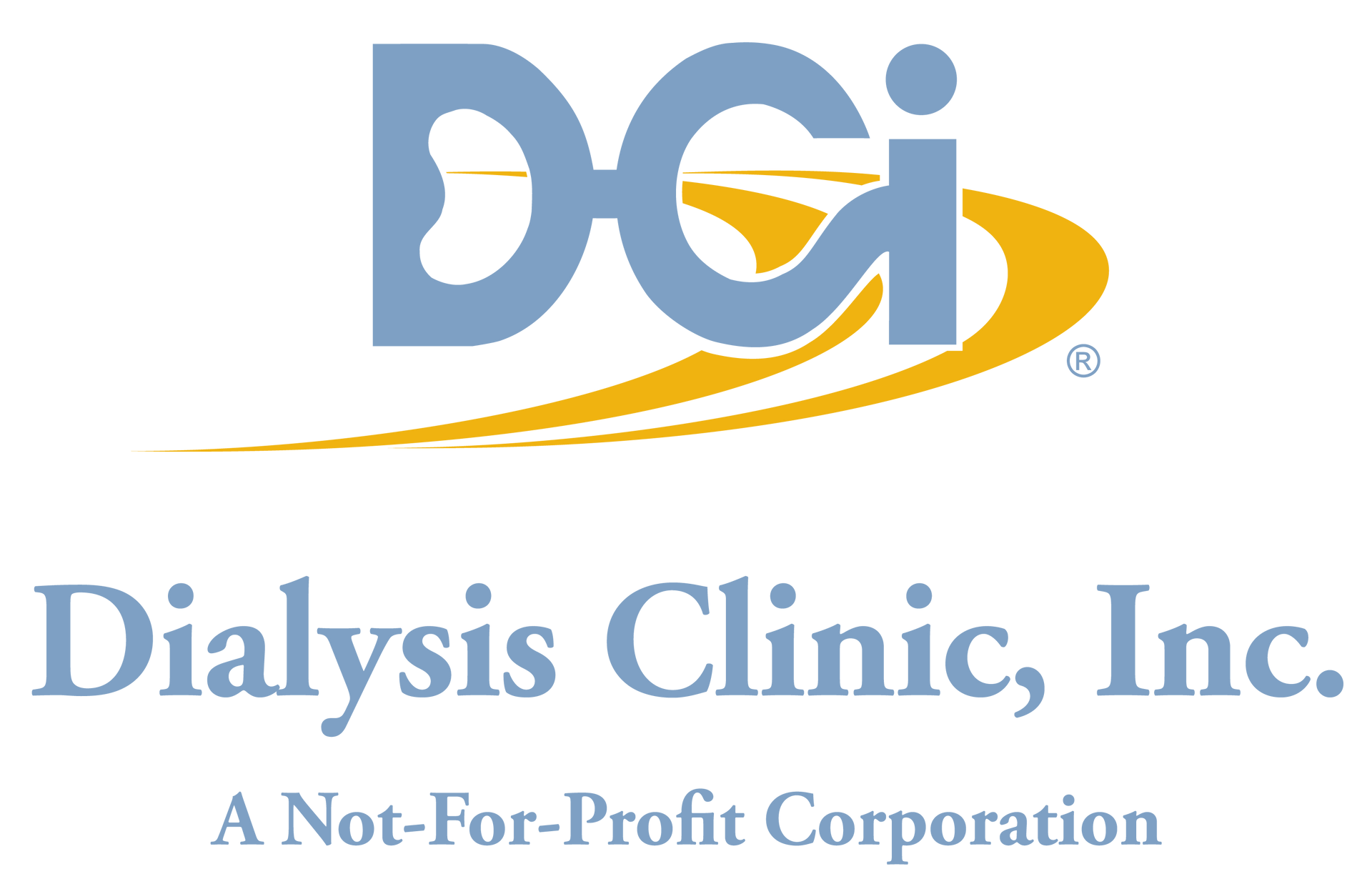 Dialysis Clinic, Inc. logo with blue and gold stylized letters and tagline “A Not-For-Profit Corporation”