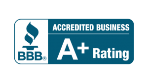 BBB A+ Rating logo. A blue emblem showing