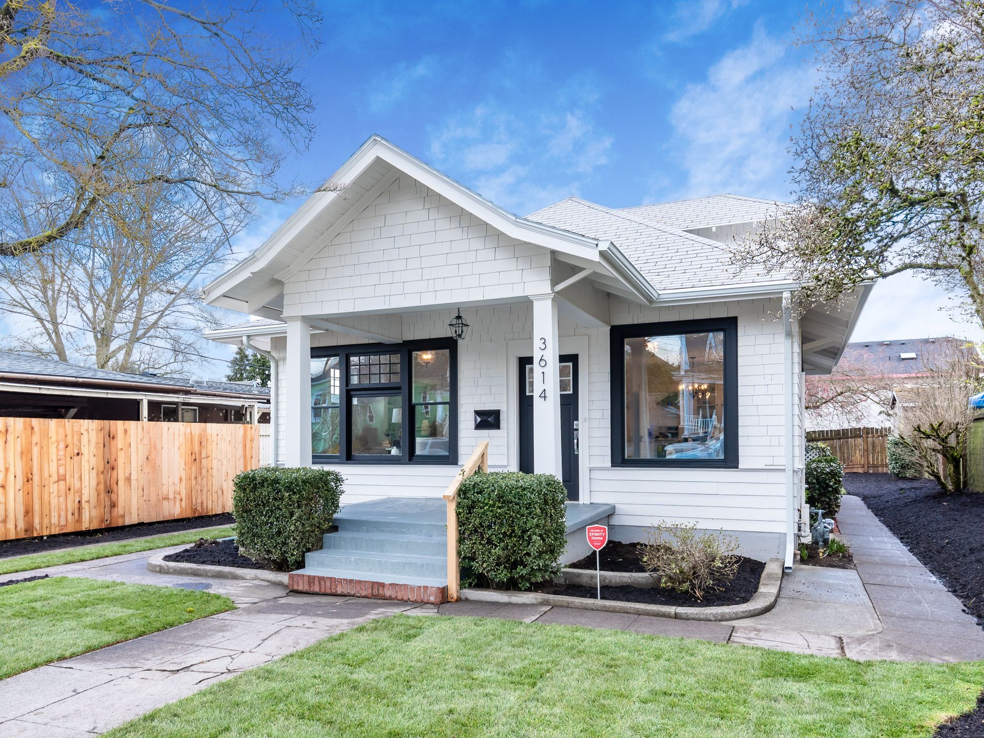 Picture of a white bungalow in SE Portland Oregon.