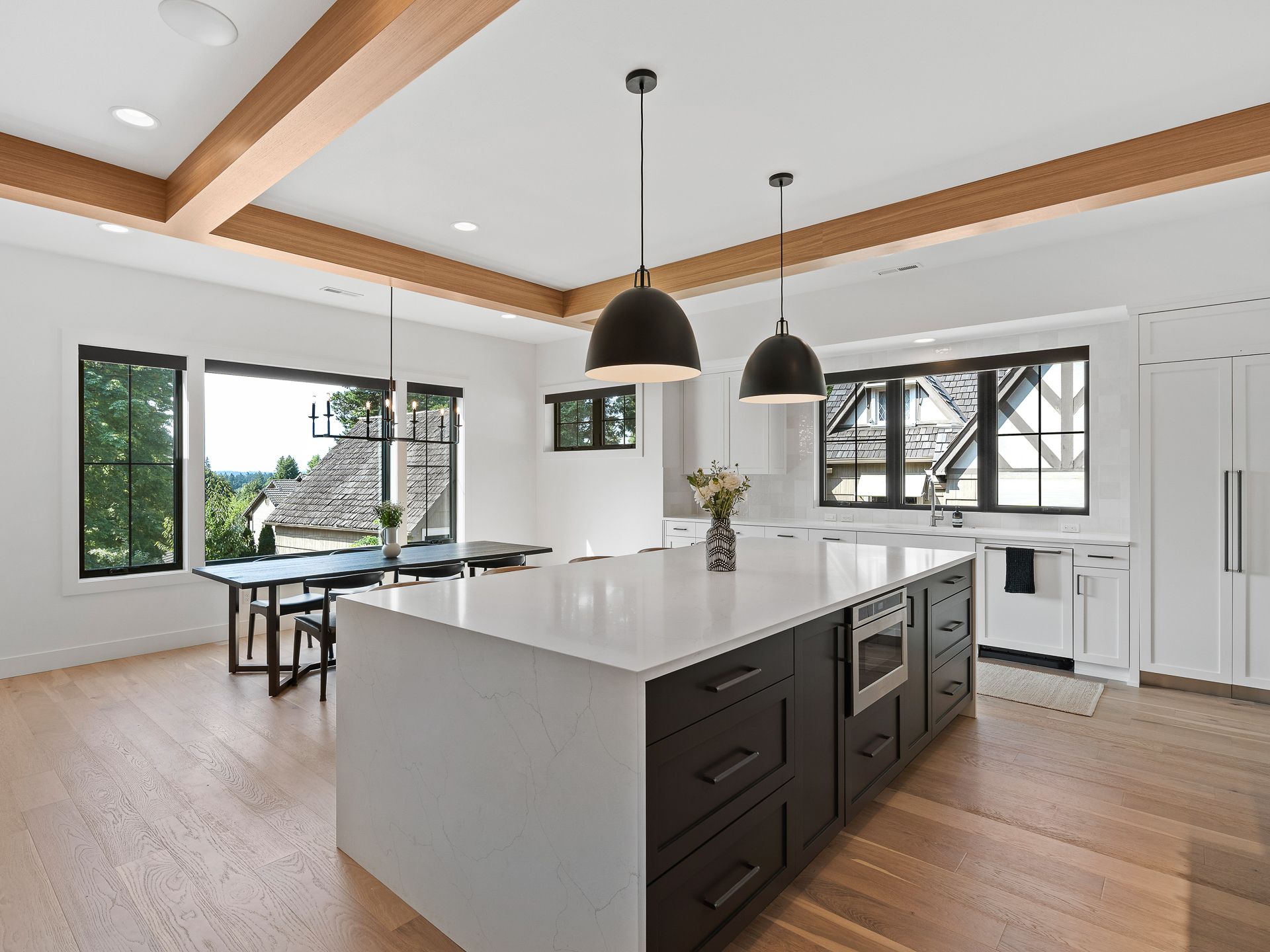 Photo of a white galley kitchen