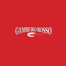 Il logo di Gambero Rosso, caratterizzato da una scritta stilizzata bianca e dall'illustrazione di un gambero