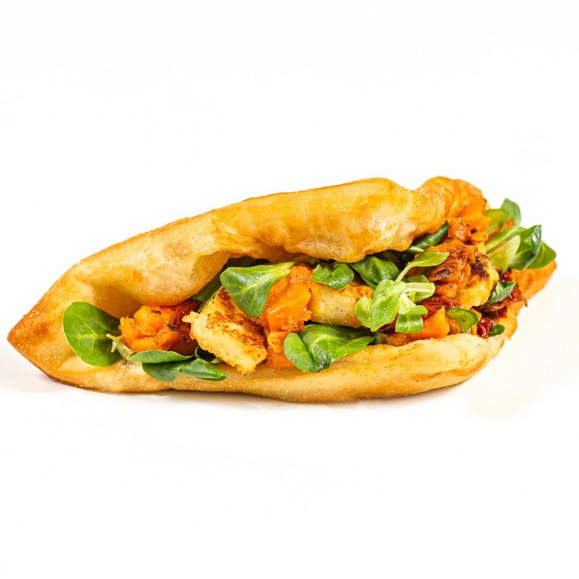 Crescentina con insalata e bacon