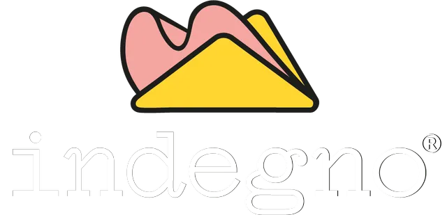 Una forma triangolare gialla stilizzata con un accento rosa ondulato sopra di essa