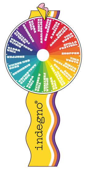 Una colorata ruota della fortuna con la scritta 