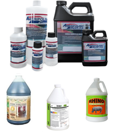 Assorted cleaning chemical bottles and jugs on a white background