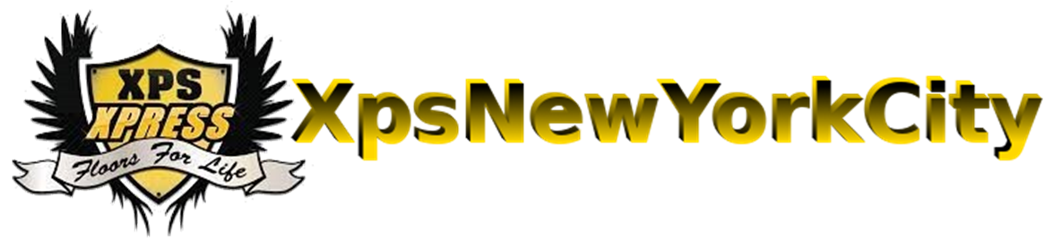 XpsNewYorkCity logo with gold text and black burst emblem on white background
