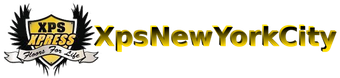XpsNewYorkCity logo with yellow and black burst icon and bold text on white background