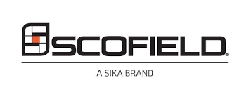 Scofield logo with black text and orange accent, labeled “A Sika Brand” underneath