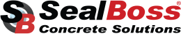 SealBoss Concrete Solutions logo with black and red stylized “SB” text on a white background