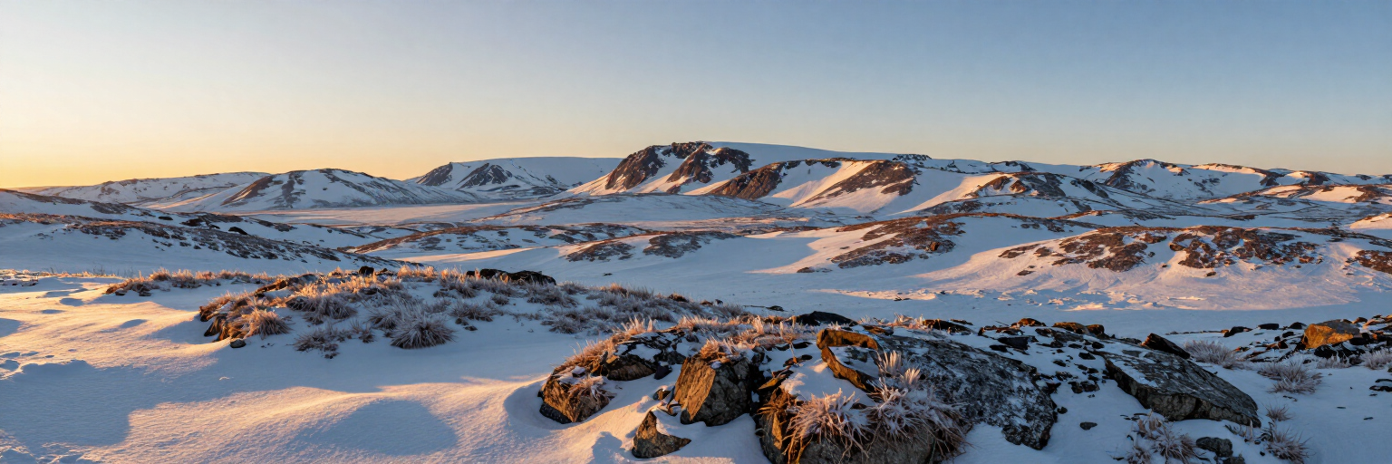 Norwegian Arctic mountain plateau at golden hour