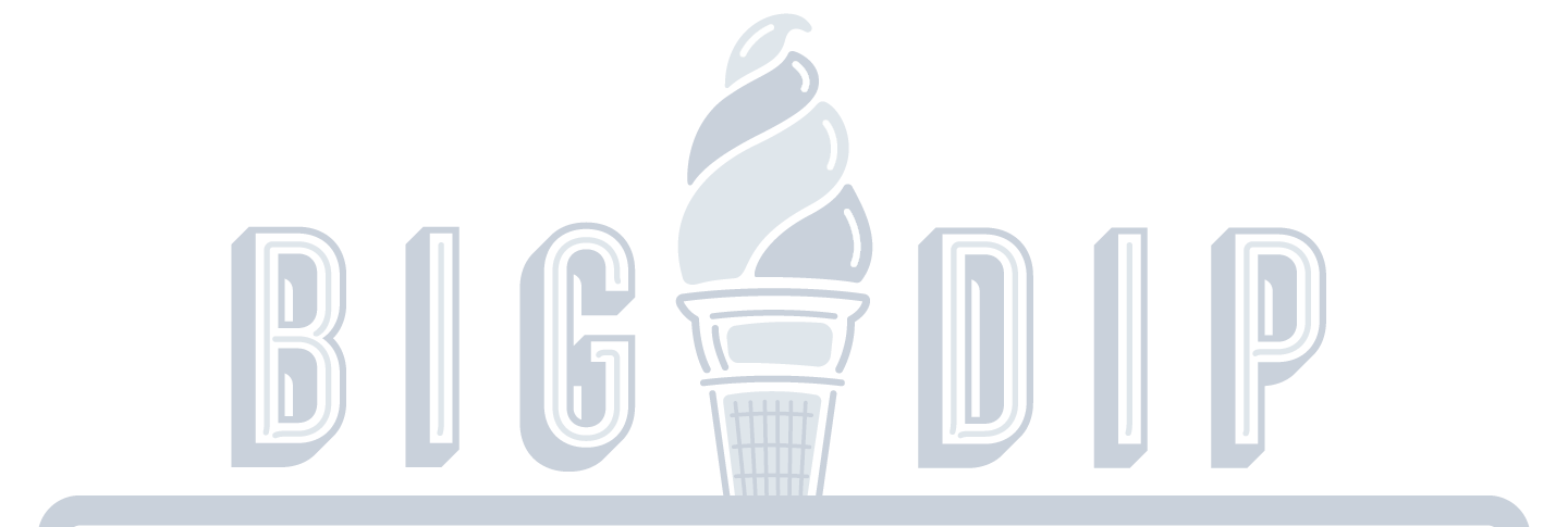 A big dip logo with an ice cream cone on a white background.