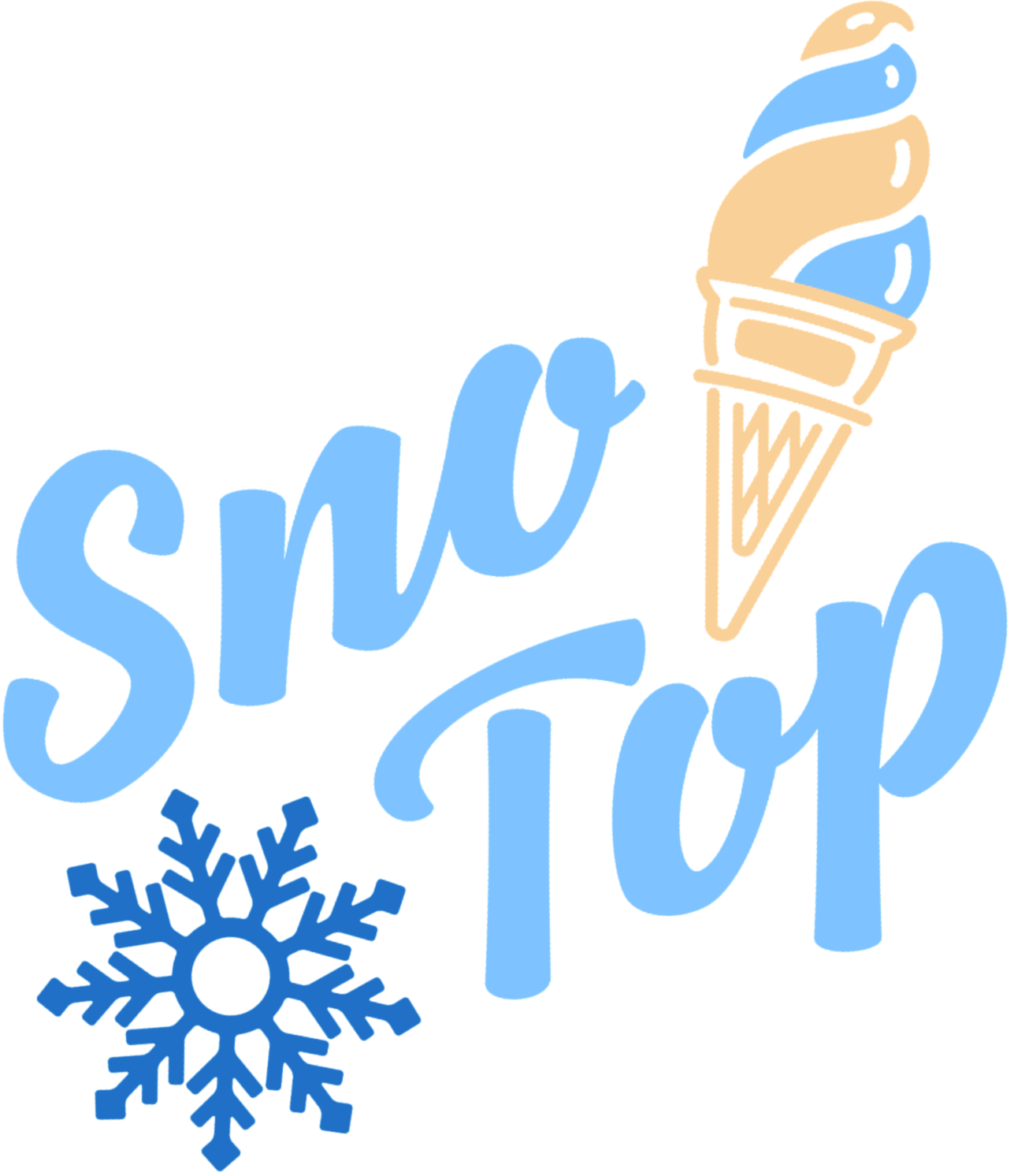 sno top logo with an ice cream cone and a snowflake