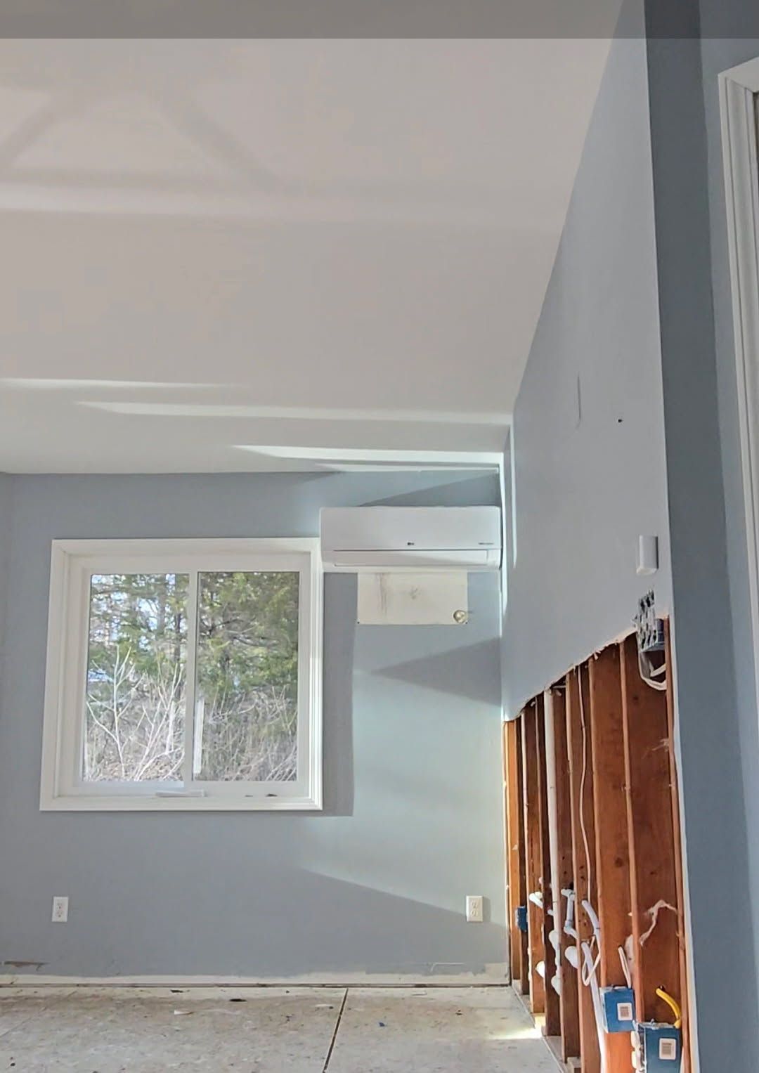 A room with a new ductless mini split