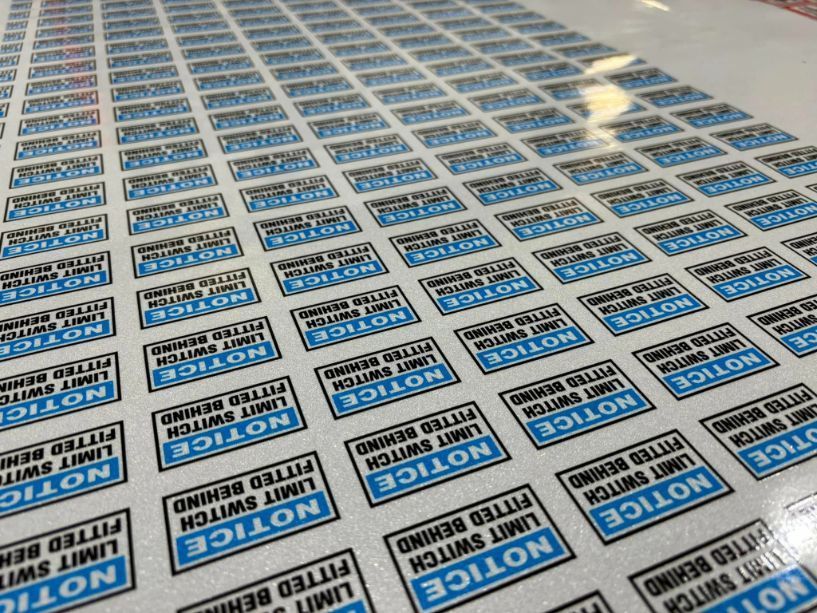 A Sheet of Stickers that Say Notice Fitted Behind — Imsprint in Lake Macquarie, NSW