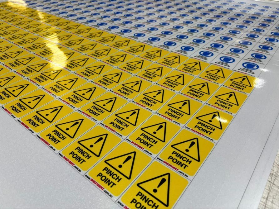 A Bunch of Stickers that Say Pinch Point on Them — Imsprint in East Maitland, NSW