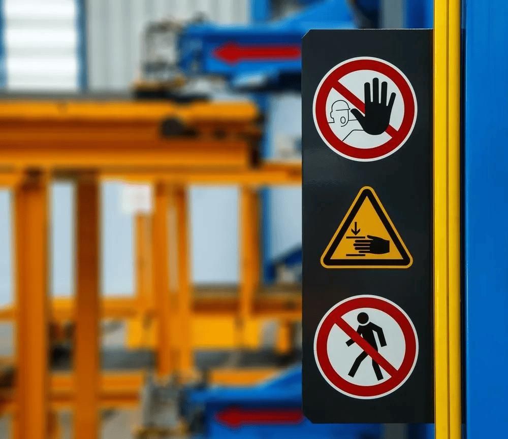 A Sign with Warning Signs on It Is Hanging on A Wall in A Factory — Imsprint in Lake Macquarie, NSW