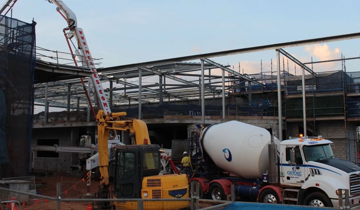 Cement Truck Positioned To Concrete