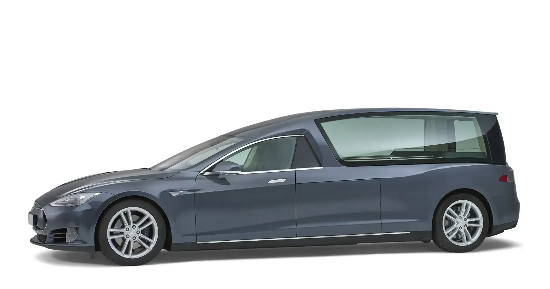 Rouwauto Tesla blauw
