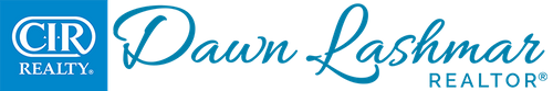 CIR Realty and Dawn Lashmar REALTOR logo in blue and white branding
