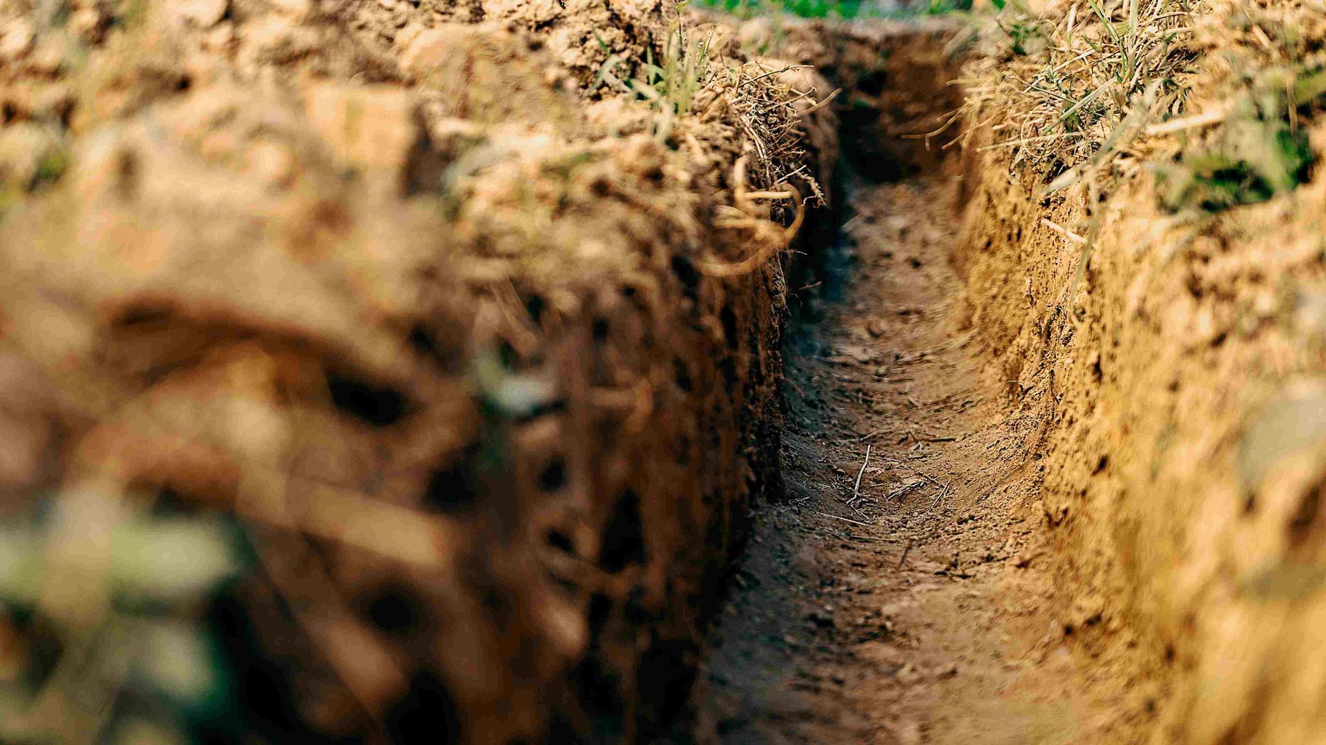 A trench dug by excavators