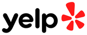 Yelp logo in black text with a red burst icon