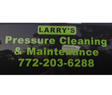 Sign on black surface with "Larry's Pressure Cleaning & Maintenance" and phone number in green.