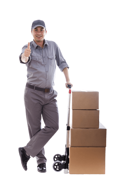 Professional Mover Holding A Push Cart — Cobram, VIC — Bourke Removals & Freight Professional Mover Holding A Push Cart — Cobram, VIC — Bourke Removals & Freight