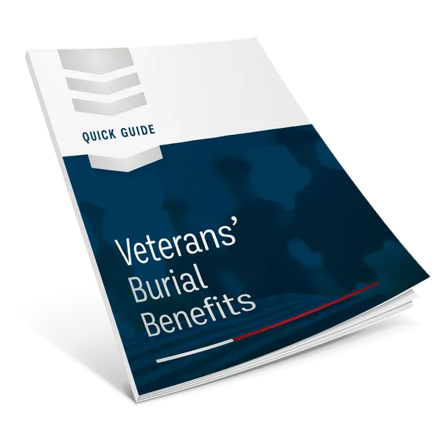 A white and navy blue brochure titled