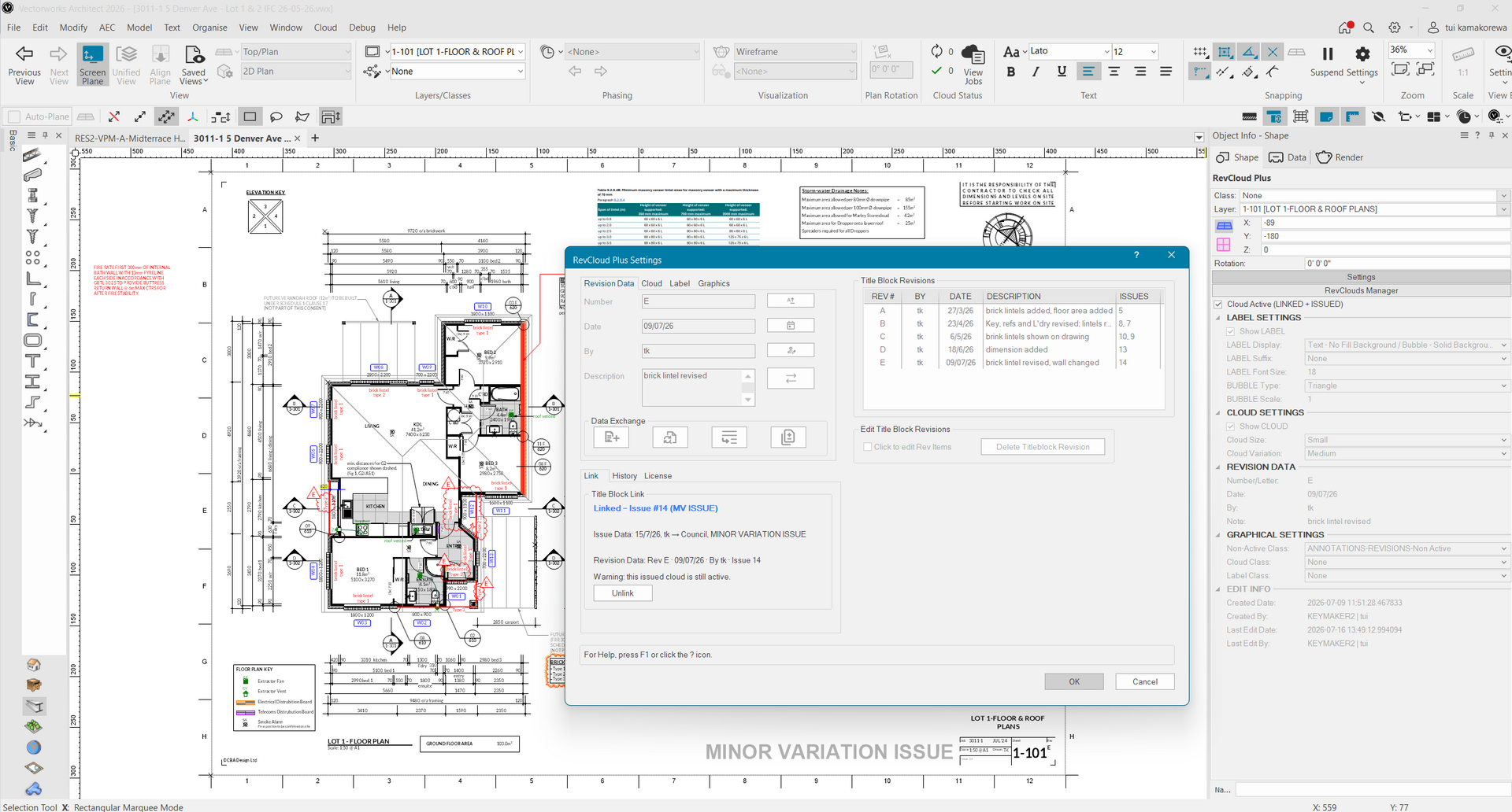 Smarter revision clouds for Vectorworks.
