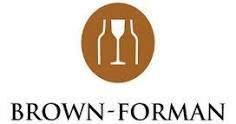 Brown-Forman logo with a brown circle containing a wine bottle, glass, and bottle outline.