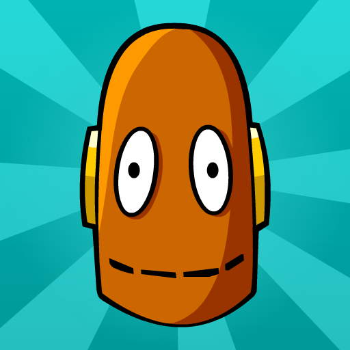 A cartoon drawing of a robot with headphones on