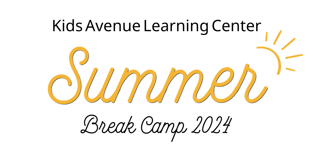 A logo for kids avenue learning center summer break camp.