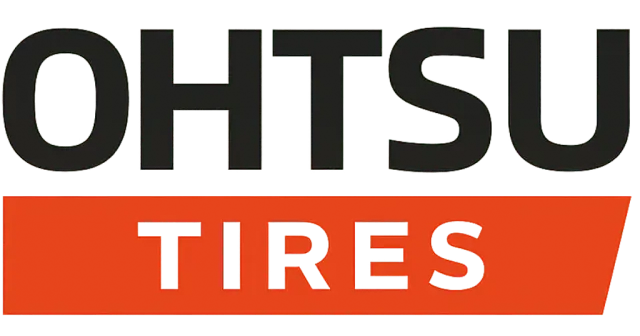 OHTSU TIRES logo. Black text